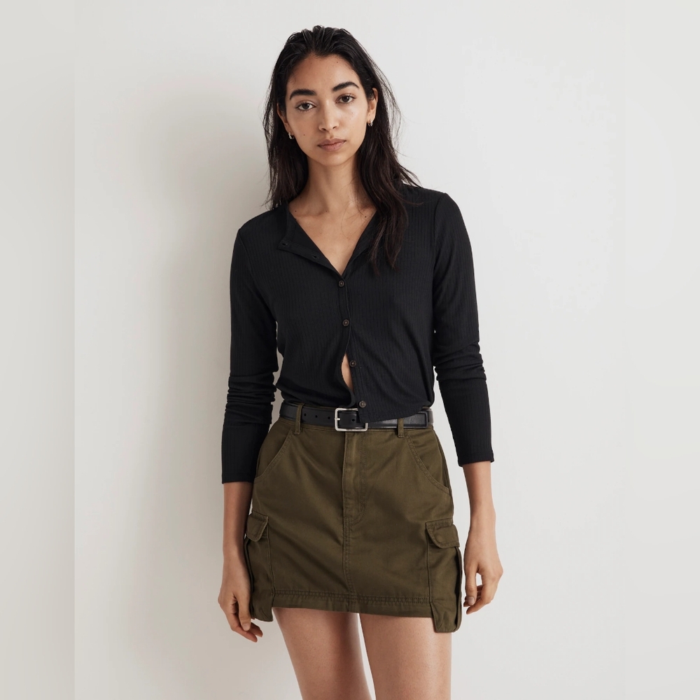 Madewell Cotton Cargo Convertible Midi Skirt in (Re)generative Chino In Loden XL - Picture 4 of 12